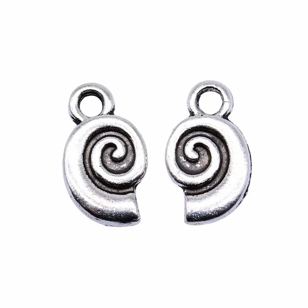 7x12mm 0.5g Antique Silver Zinc Alloy Conch Shell Charm Pendant for Ocean Theme Jewelry Making