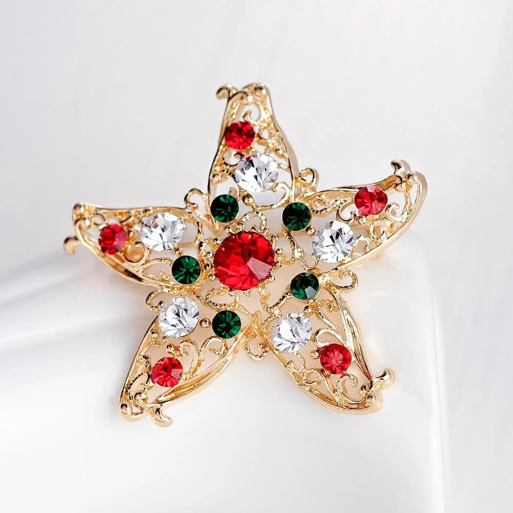 Luxury Christmas Rhinestone Enamel Brooch Tree Bell Penguin Boot Reindeer Lapel Pin Corsage Gift Accessory
