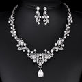 Luxury Bridal Rhinestone Crystal Necklace And Earrings Jewelry Set Elegant Wedding Banquet Party Jewelry Gift