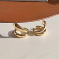 Luxury Irregular Double Layer Alloy Ear Cuff Hoop Stud & Clip On No Piercing Minimalist Earrings