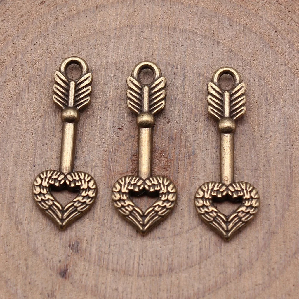 25x9mm 0.9g Multicolor Zinc Alloy Heart Arrow Charm Pendant for DIY Romantic Jewelry Making