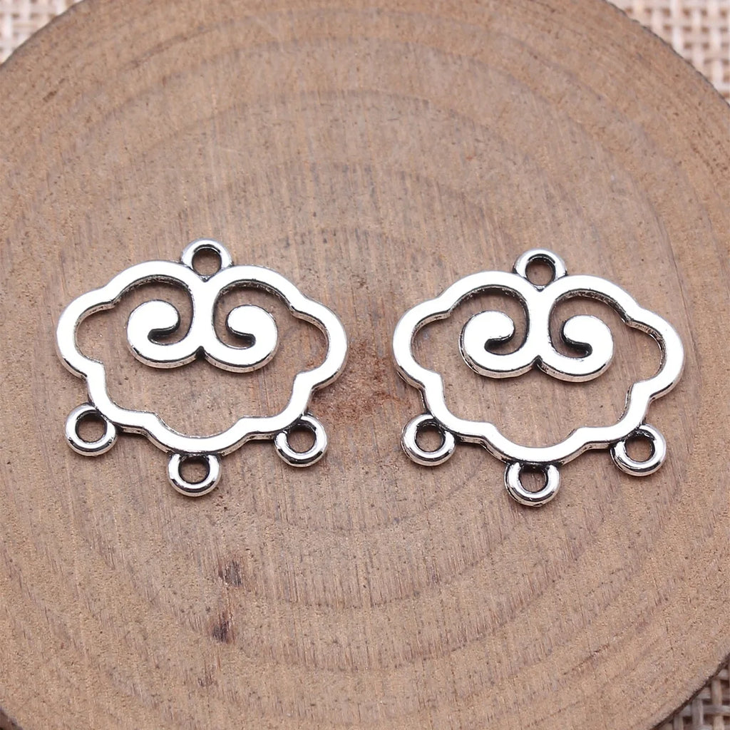 18x20mm 1.1g Multicolor Zinc Alloy Chinese Cloud Earring Connector Charms for DIY Earrings Jewelry Making