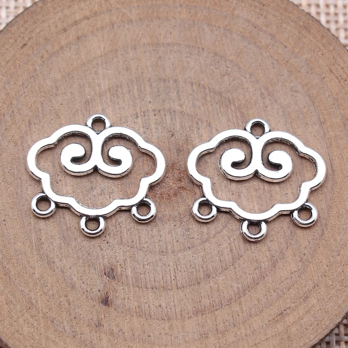18x20mm 1.1g Multicolor Zinc Alloy Chinese Cloud Earring Connector Charms for DIY Earrings Jewelry Making
