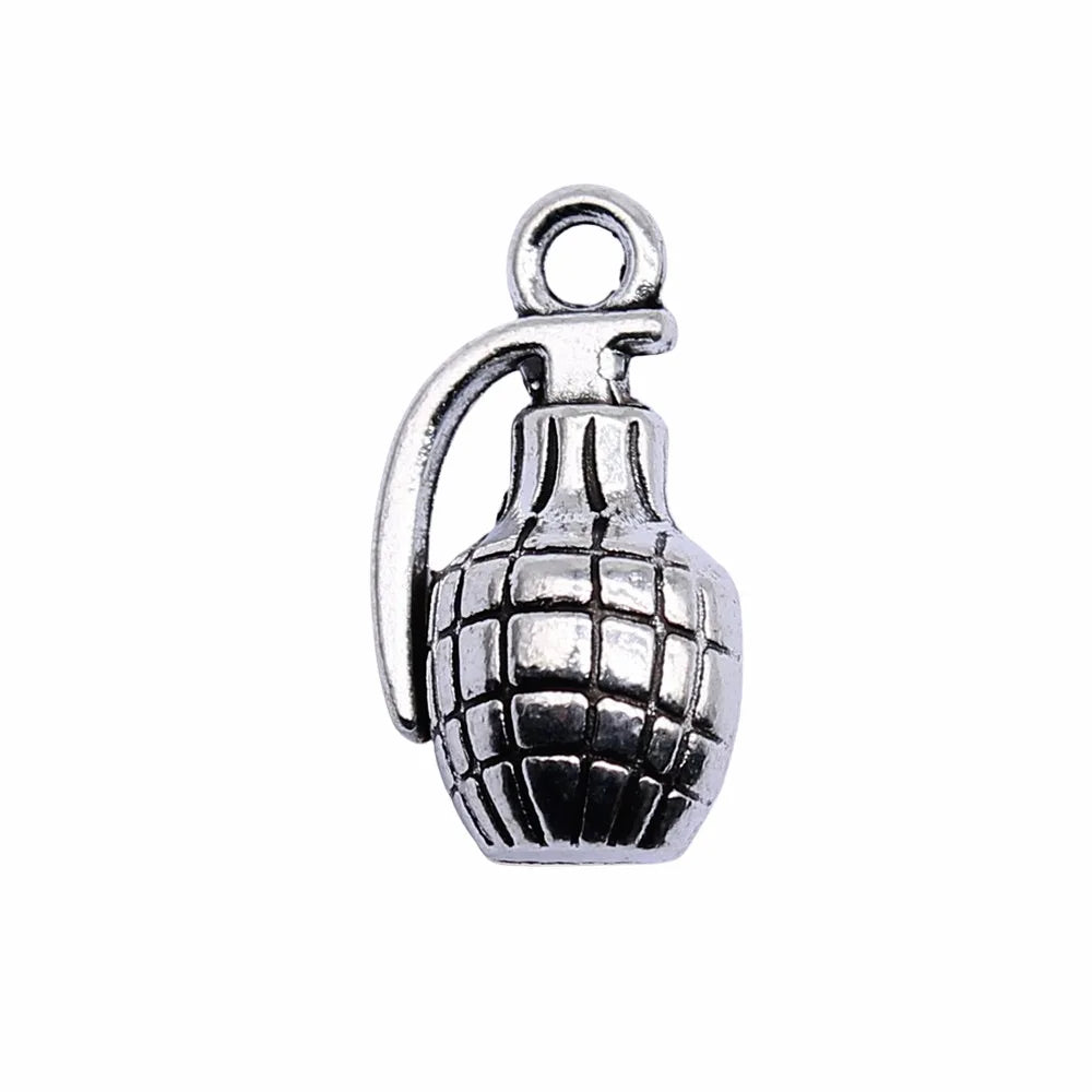 18x10mm 2.7g Antique Silver Zinc Alloy Grenade Charm Pendant for DIY Bracelet Necklace Making