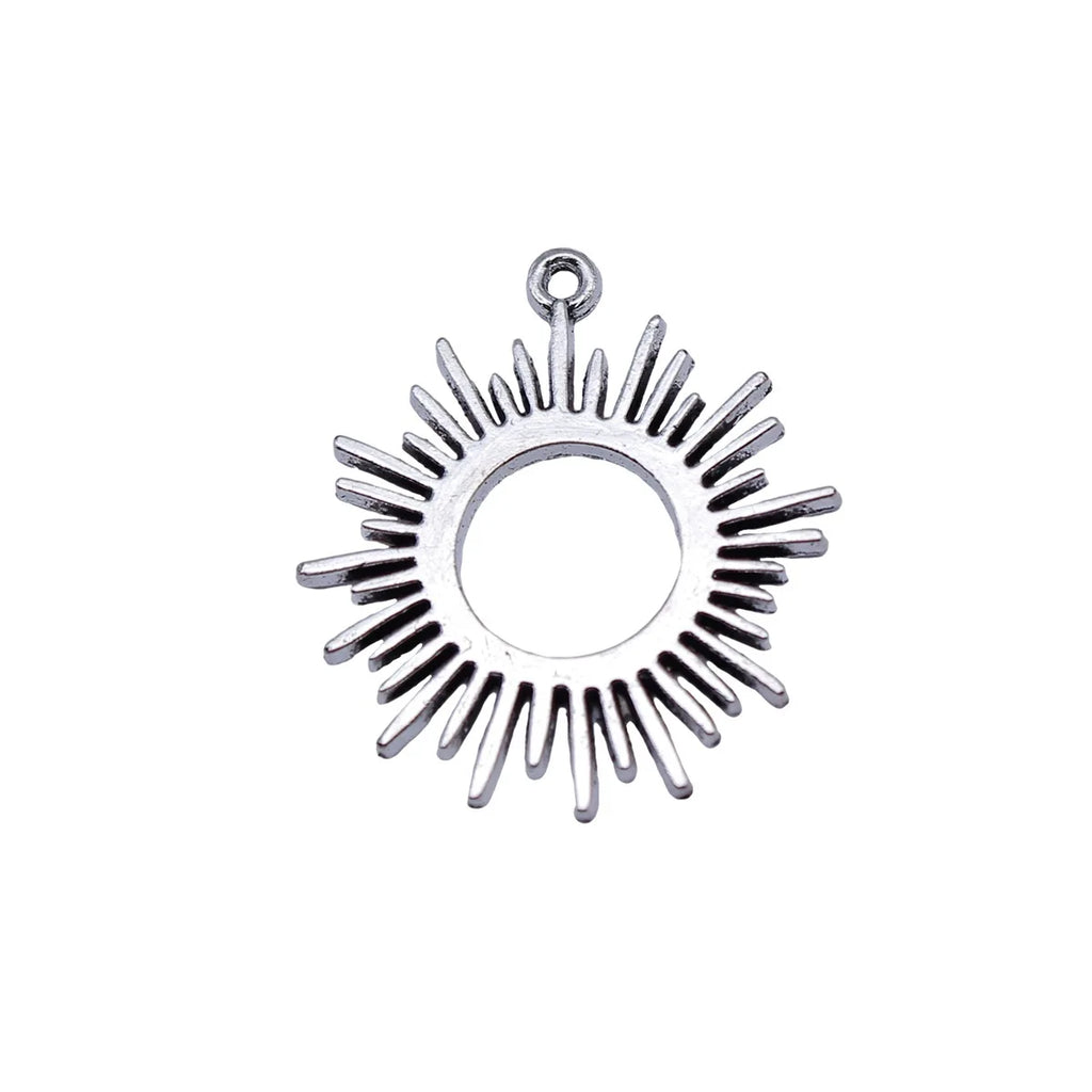 30x27mm 2.1g Antique Silver Zinc Alloy Sunburst Charm Pendant for Necklace DIY Jewelry Making