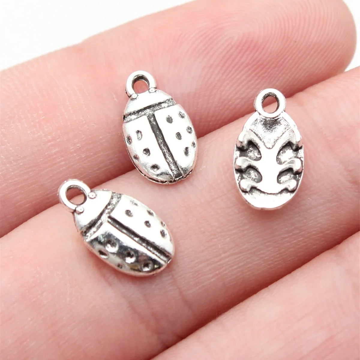 13x6.8mm 0.48g Antique Silver Zinc Alloy Bug Charm Pendant for DIY Earring Necklace Bracelet