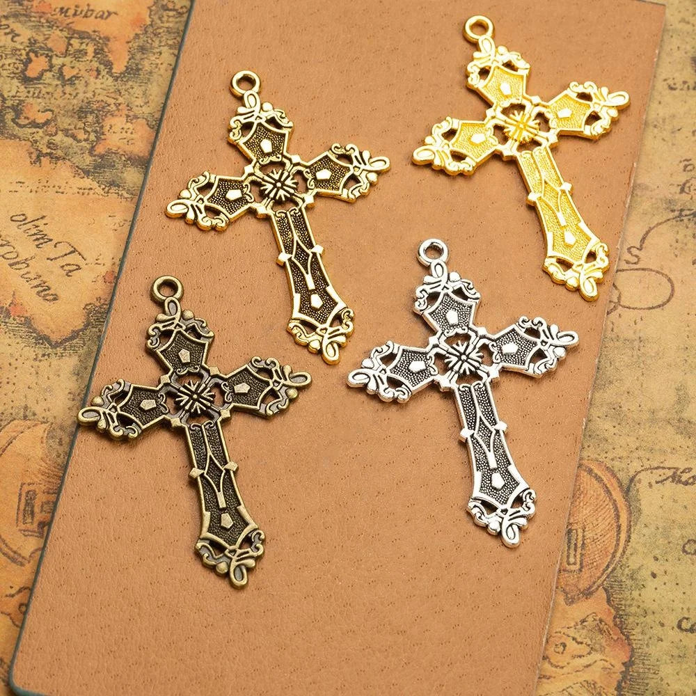 56x38MM Zinc Alloy Cross Charm Pendant for DIY Necklace Bracelet Jewelry Making