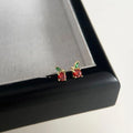 Cute Mini Apple Stud Earrings Copper Micro Pave Zircon Fruit Design For Daily Wear