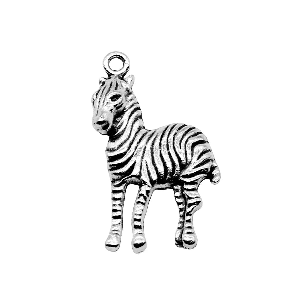 30x17mm 1.9g Antique Silver Zinc Alloy Zebra Charm Pendant for DIY Necklace Bracelet Jewelry Making