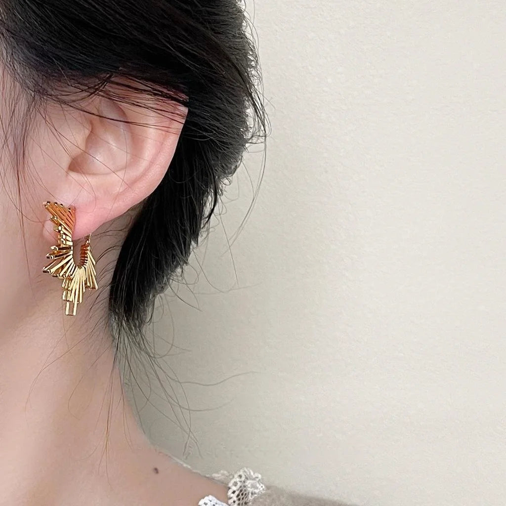 18K Gold Plated Copper Irregular Star Drop Earrings Designer Fashion Jewelry