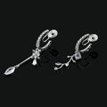 Elegant Zircon Star Hoop Tassel Stud & Clip On No Piercing Luxury Asymmetric Dangle Earrings