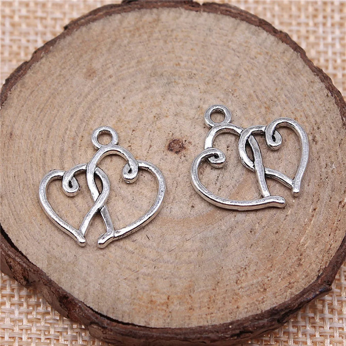 19x19mm 0.9g Zinc Alloy Heart Charm Pendant for DIY Bracelet Necklace Jewelry Making Projects