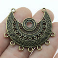 43x41mm 7.4g Antique Zinc Alloy Half Moon Multi Hole Earring Connector Charms for DIY Jewelry Making