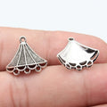 17x18mm 1.2g Antique Silver Zinc Alloy Fan Shape Connector Charm for DIY Bracelet and Earring Making