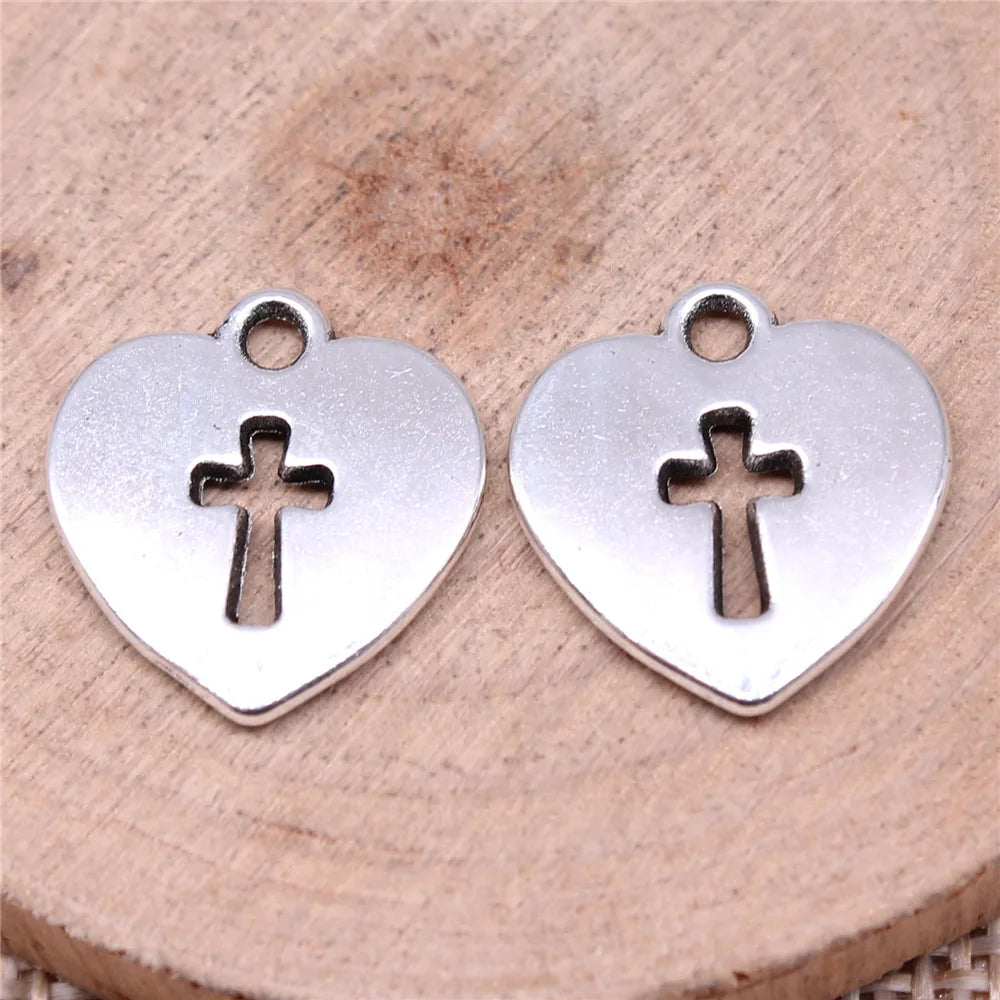 17x16mm 1.6g Multi Color Zinc Alloy Heart Cross Charm Pendant for DIY Necklace Bracelet Jewelry Making