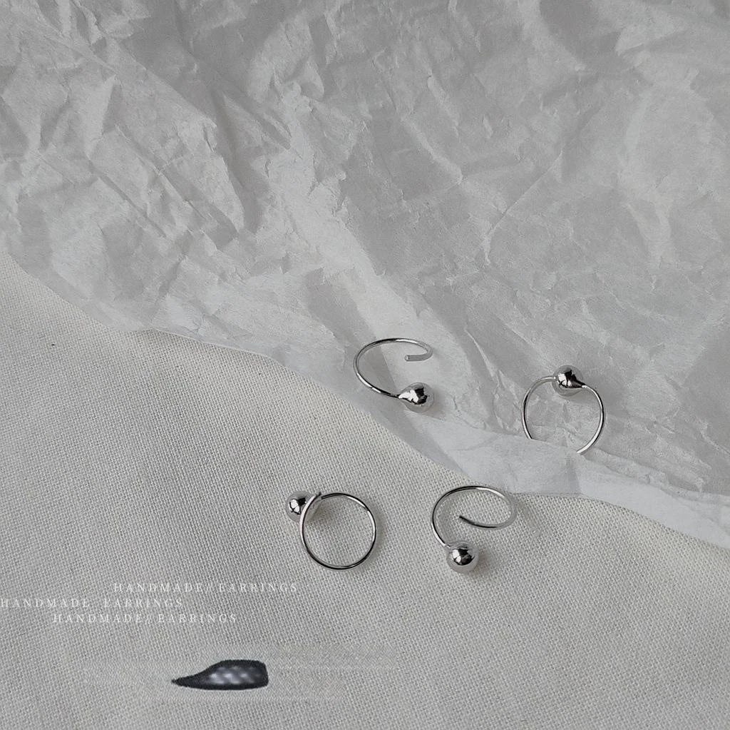 Korean Minimalist Copper Round Bean Drop Earrings For Women, Creative Mini Hidden Design