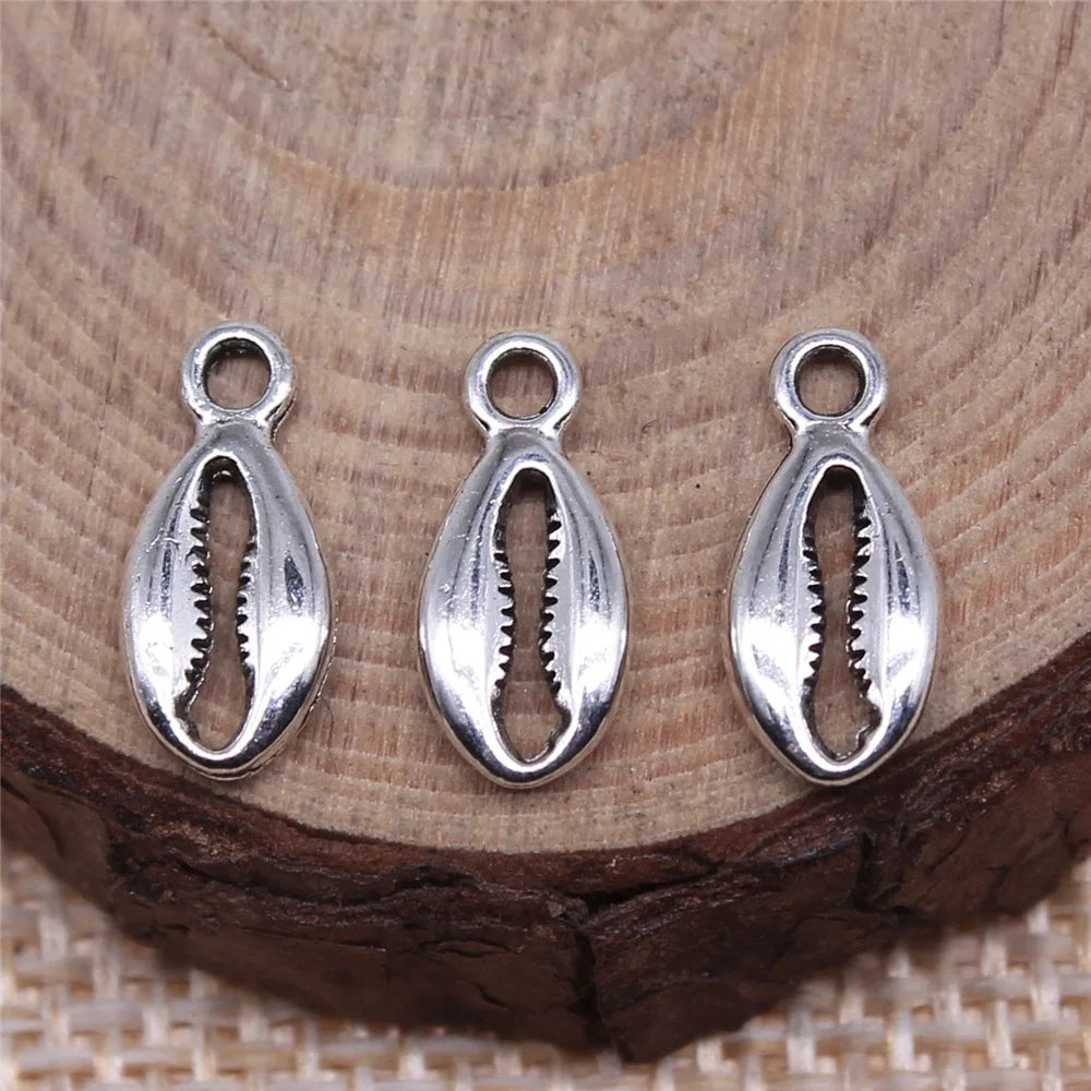 13x6mm 0.35g Antique Silver Zinc Alloy Shell Charm Pendant for DIY Ocean Theme Jewelry Making
