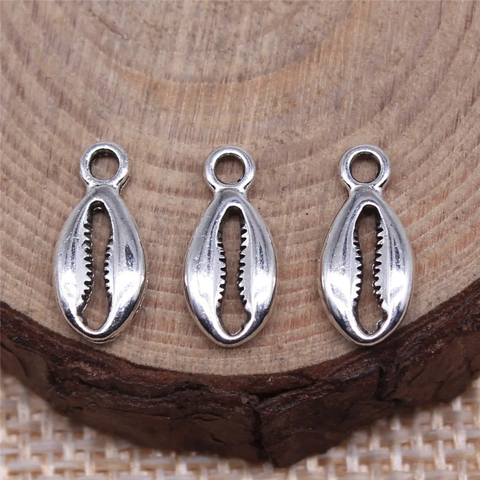 13x6mm 0.35g Antique Silver Zinc Alloy Shell Charm Pendant for DIY Ocean Theme Jewelry Making