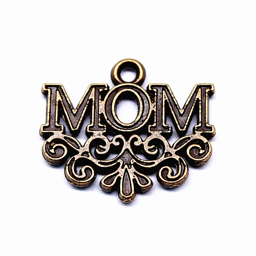 20x17mm 1.8g Multicolor Zinc Alloy MOM Cloud Shape Letter Charm Pendant for DIY Bracelet Necklace Making