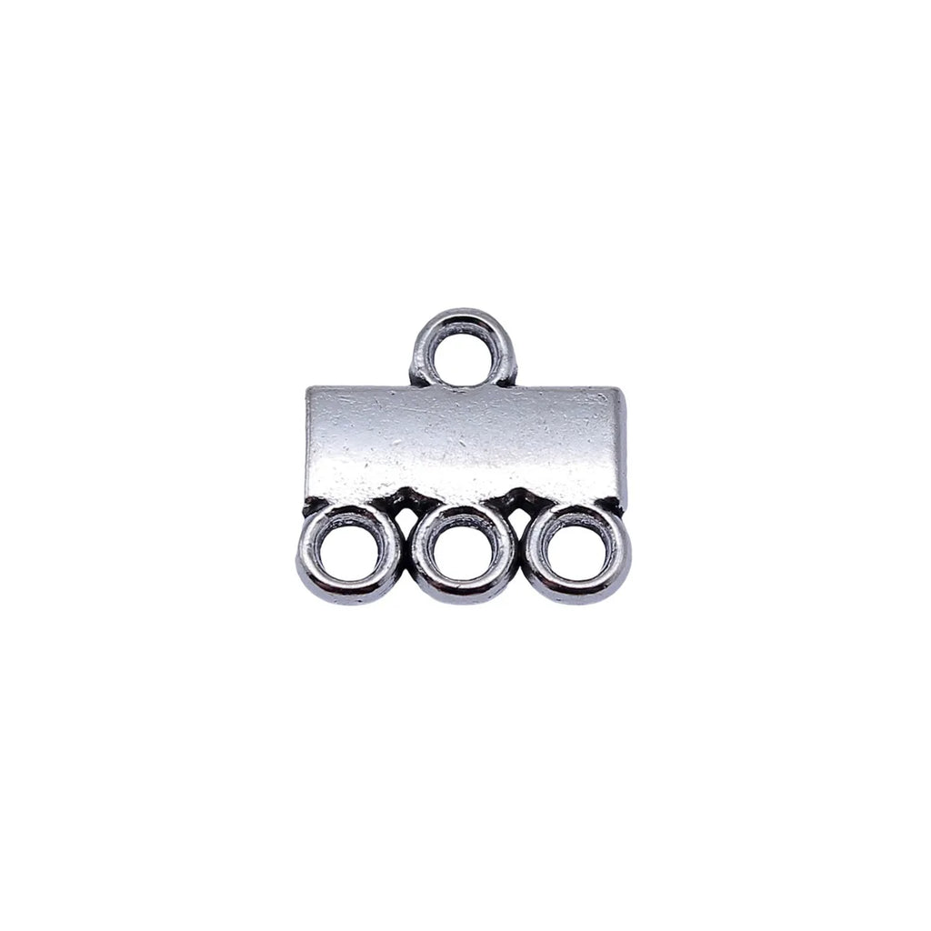 12x11mm 0.7g Antique Silver Zinc Alloy Three Hole Earring Connector Charm for DIY Jewelry Making