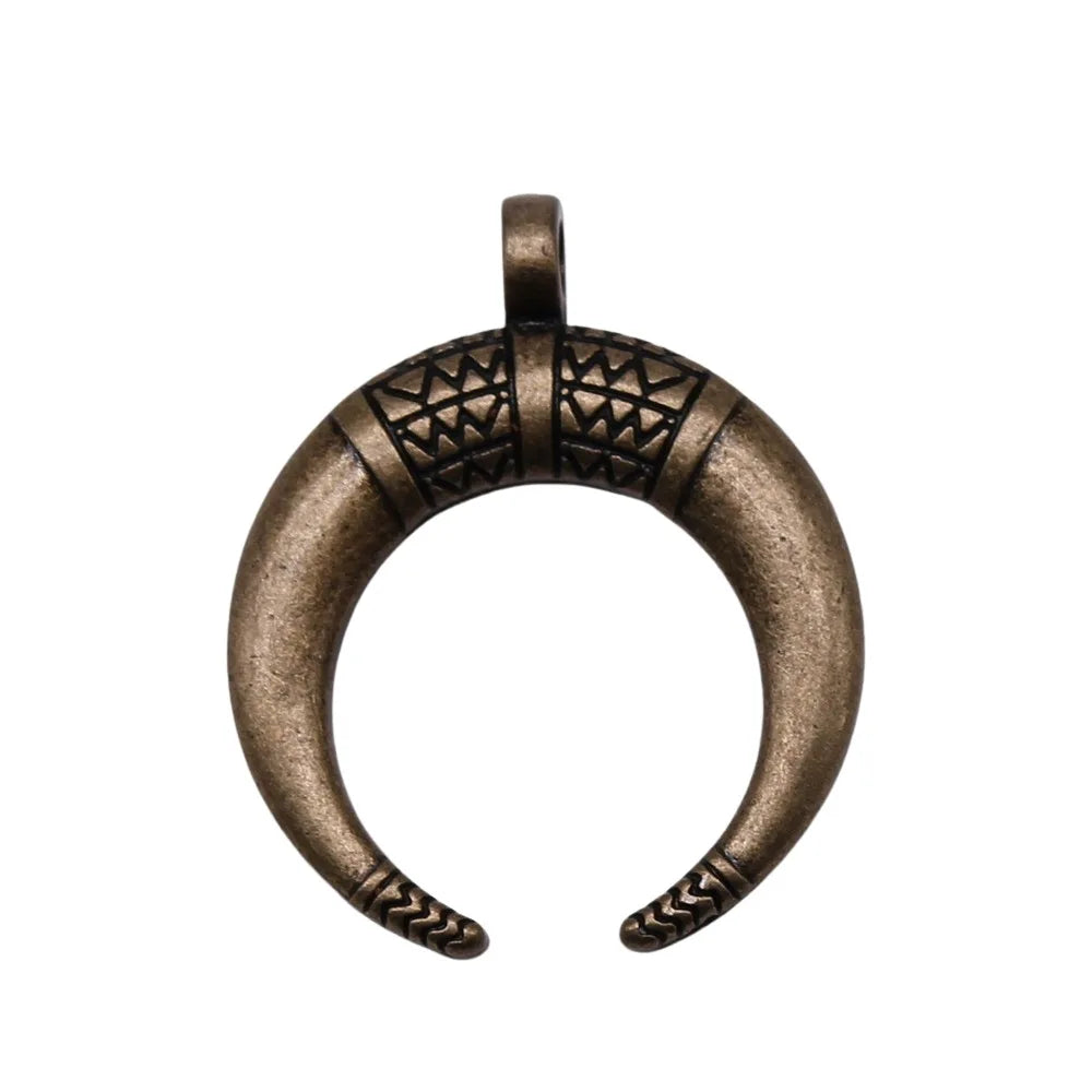 34x27mm 4.7g Multicolor Zinc Alloy Horn Crescent Moon Charm Pendant for DIY Jewelry Making
