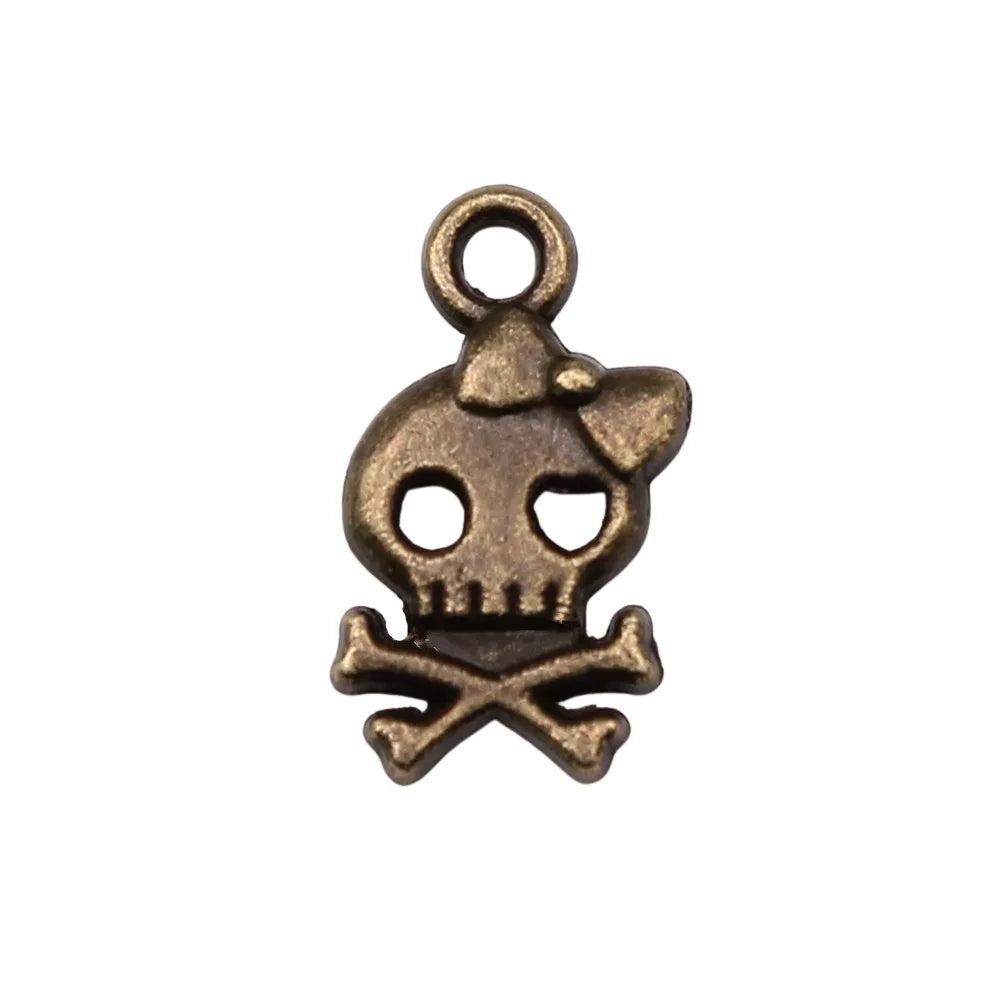 16x9mm 0.6g Multi Color Zinc Alloy Bow Skull Butterfly Charm Pendant for DIY Bracelet Necklace Jewelry Making