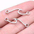 31x8mm 0.68g Antique Silver Zinc Alloy Sea Wave Connector Charm Pendant for DIY Bracelet Jewelry Making