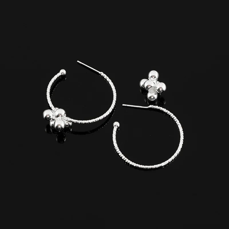 Elegant Silver Alloy Flower Ball Hoop Stud & Clip On No Piercing Spiral Disc Fashion Earrings