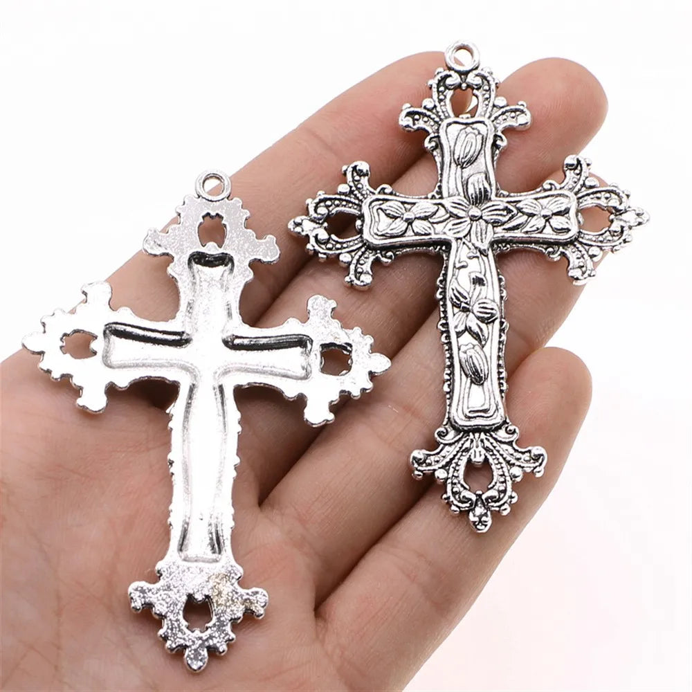 53x74mm 11.4g Multicolor Zinc Alloy Large Cross Charm Pendant for DIY Necklace Bracelet Jewelry Making