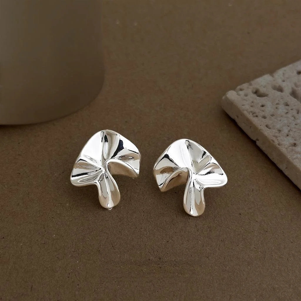 Irregular Geometric Eco Copper Stud Earrings For Women Minimalist Sweet Cool Art Style