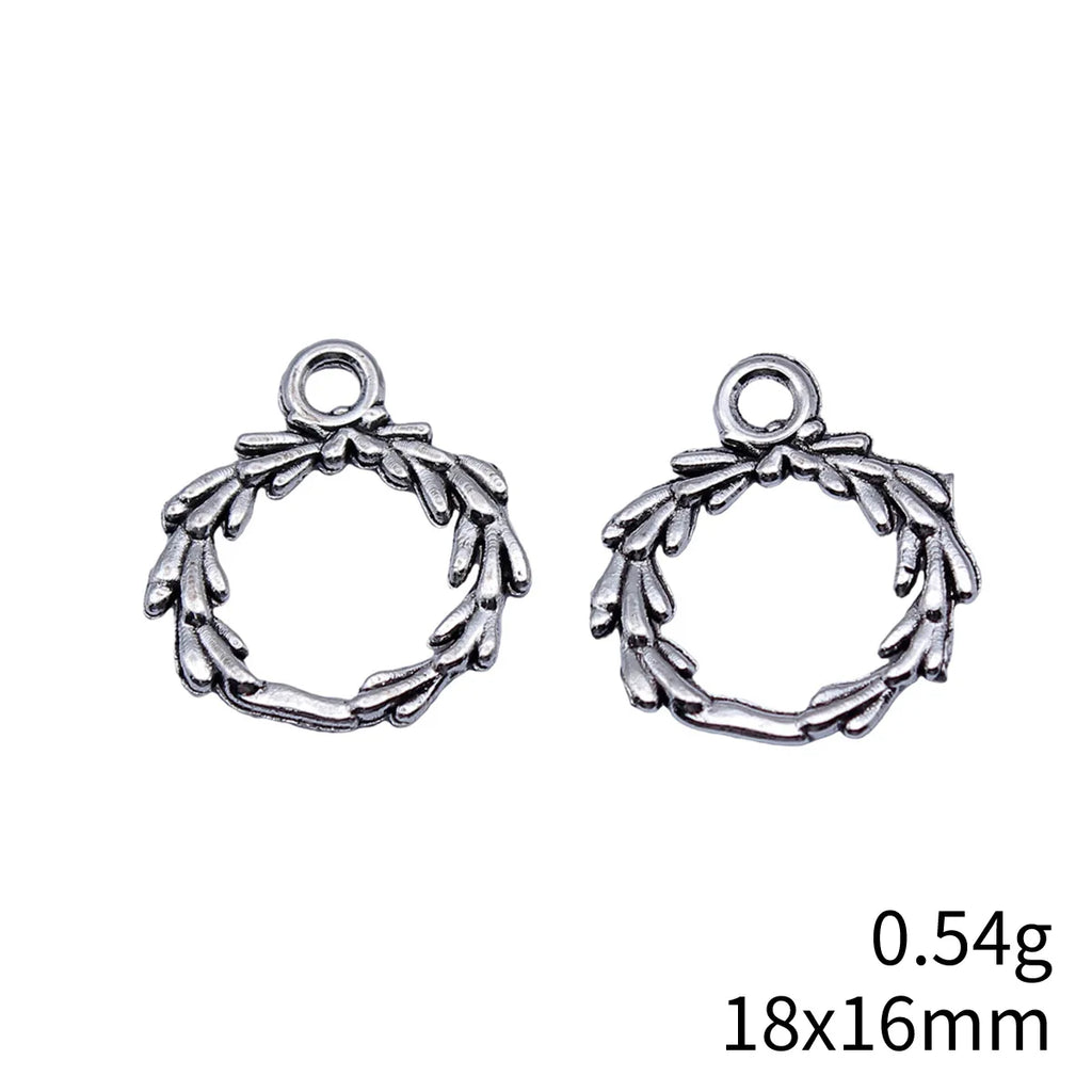 18x16mm 0.54g Antique Silver Zinc Alloy Olive Branch Ring Charm Pendant for DIY Jewelry Making