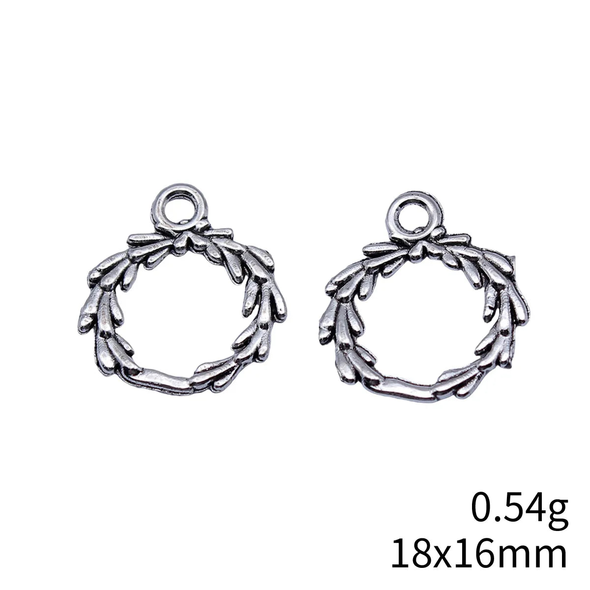 18x16mm 0.54g Antique Silver Zinc Alloy Olive Branch Ring Charm Pendant for DIY Jewelry Making