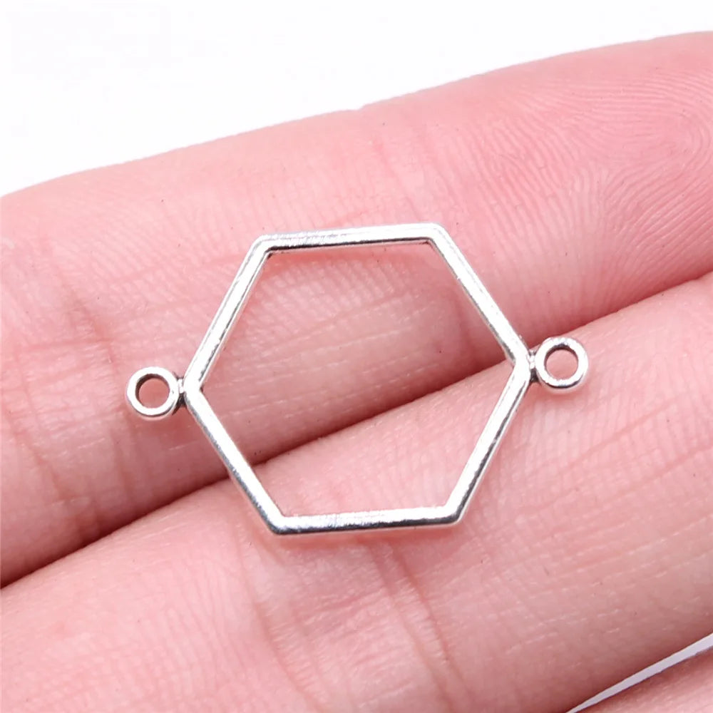 25x16mm 0.57g Multicolor Zinc Alloy Six-Point Star Honeycomb Connector Charm Pendant for DIY Jewelry