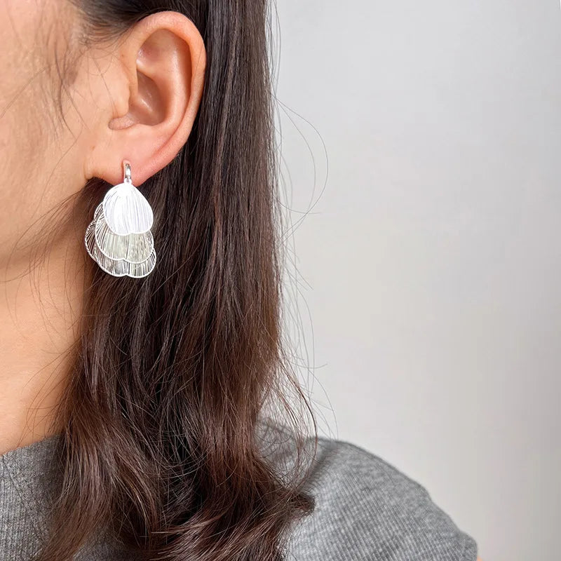 Elegant Silver Alloy Butterfly Wing Tassel Stud & Clip On No Piercing Heart Screw Back Earrings