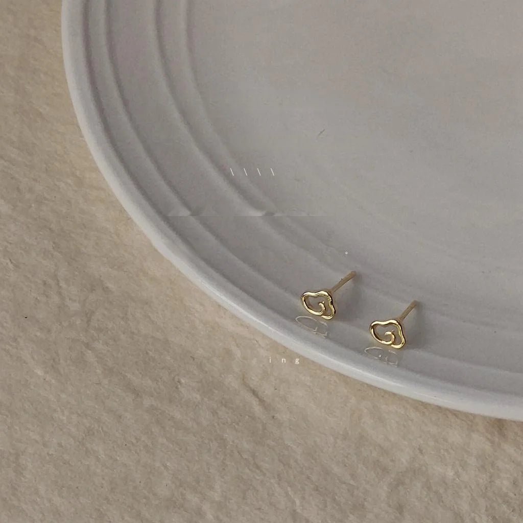 Mini 14K Gold Plated Copper Cloud Stud Earrings Sleep-Friendly Versatile Ear Jewelry