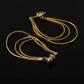 Elegant Gold Alloy Snake Bone Chain Loop Tassel Stud & Clip On No Piercing Spiral Drop Earrings