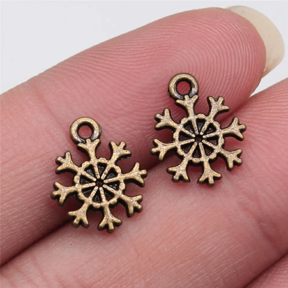 11x13mm 0.5g Multicolor Zinc Alloy Christmas Snowflake Charm Pendant for DIY Clothing Jewelry