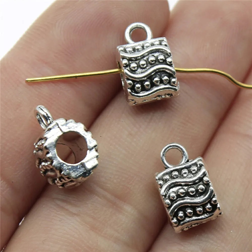 13x8x8mm 2g Antique Silver Zinc Alloy Engraved Pendant Bail Connector Charm Finding for DIY Jewelry