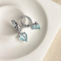 Sweet Cool Aquamarine Heart Zircon Copper Drop Earrings Handmade Geometric Designer Jewelry