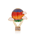 Cute Enamel Hot Air Balloon Brooch With Rhinestone Basket And Cloud Charm, Colorful Alloy Lapel Pin Gift