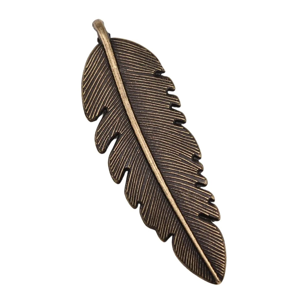 56x18mm 3.9g Multicolor Zinc Alloy Feather Charm Pendant for DIY Necklace Bracelet Jewelry Making