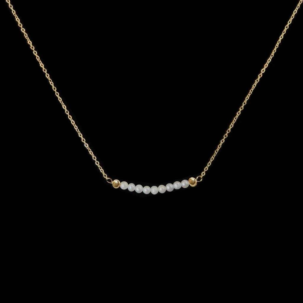 14K Gold Plated Freshwater Pearl Geometric Round Pendant Necklace For Women Korean Minimalist Style