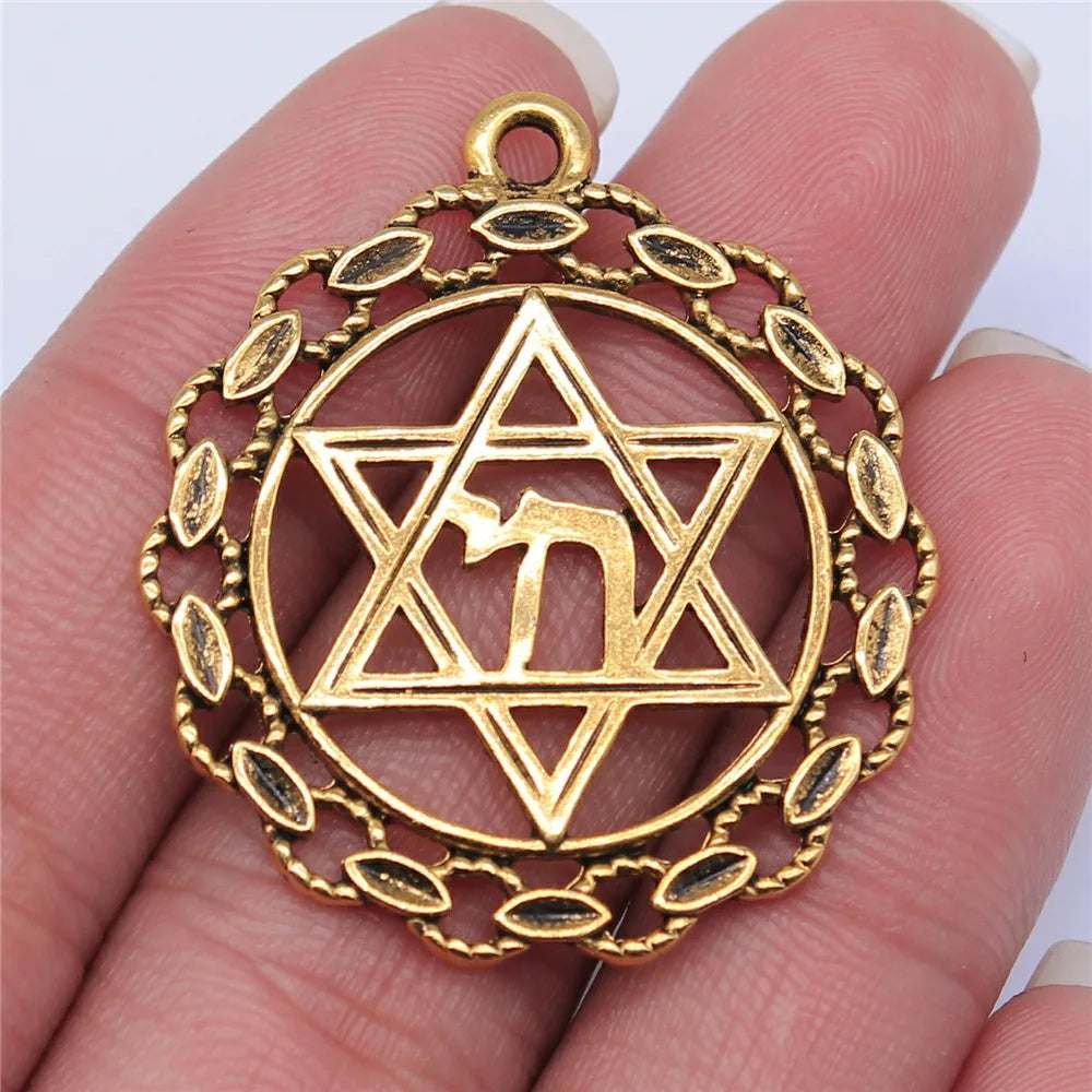 38x35mm 5.6g Multicolor Zinc Alloy Hexagram Star Charm Pendant for Necklace Bracelet Making