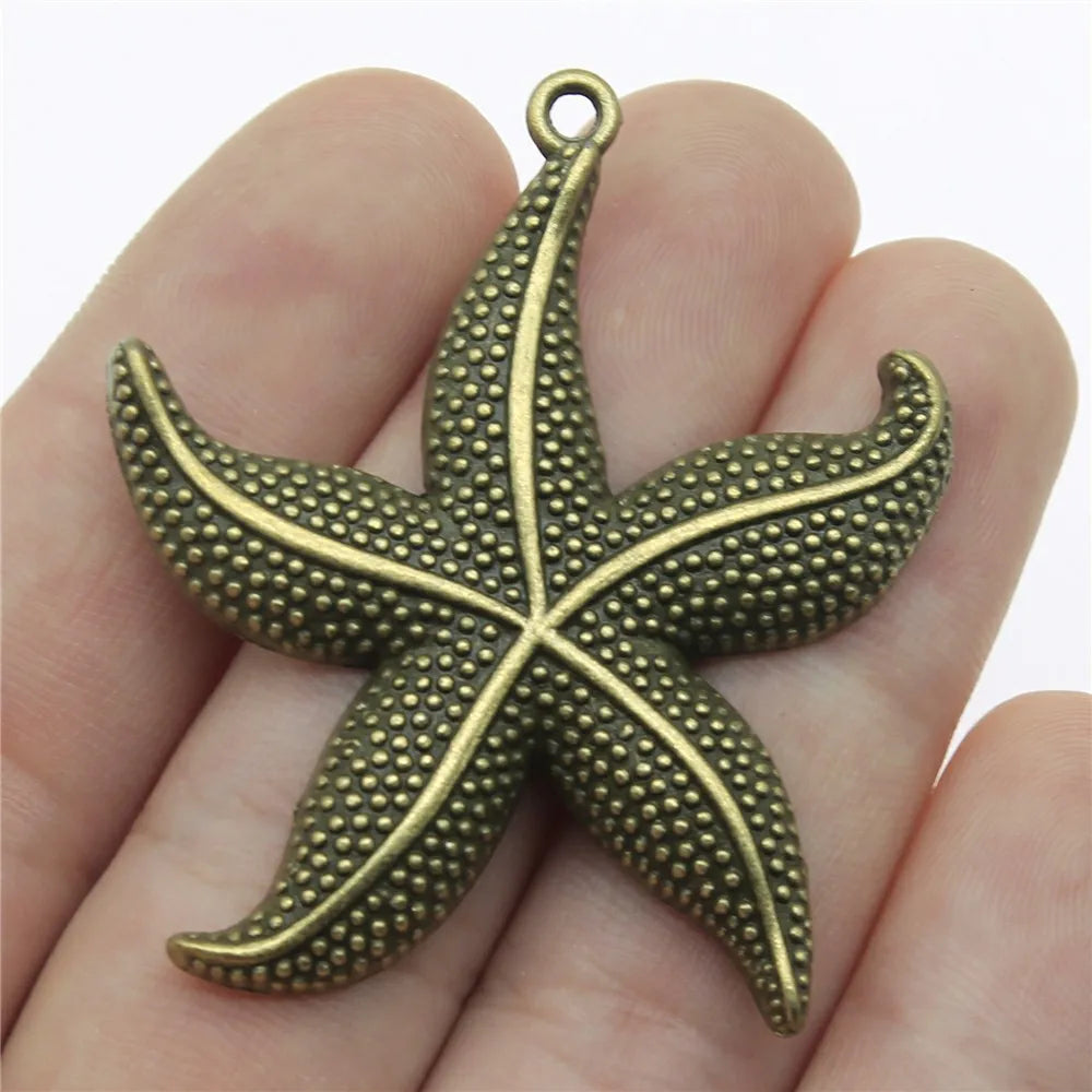 50x43mm 9.5g Multicolor Zinc Alloy Large Starfish Charm Pendant for Ocean Theme Jewelry Making