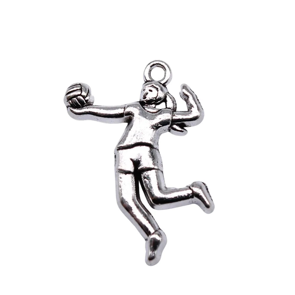 22x14mm 1.38g Multicolor Zinc Alloy Volleyball Charm Pendant for DIY Sports Theme Jewelry Making