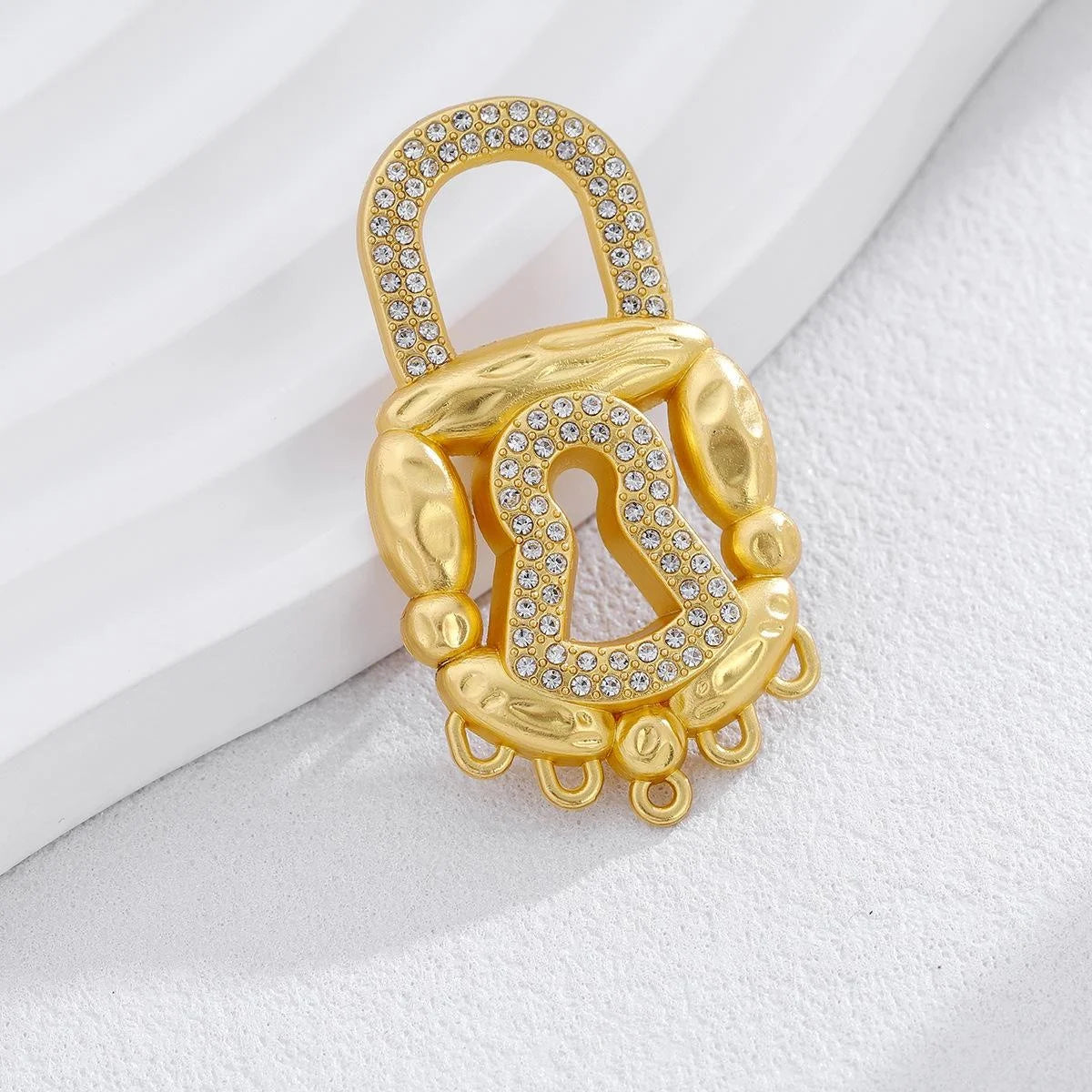 Luxury Gold Lock Keyhole Rhinestone Brooch Pin, Elegant Alloy Lapel Pin Corsage Suit Accessory Gift