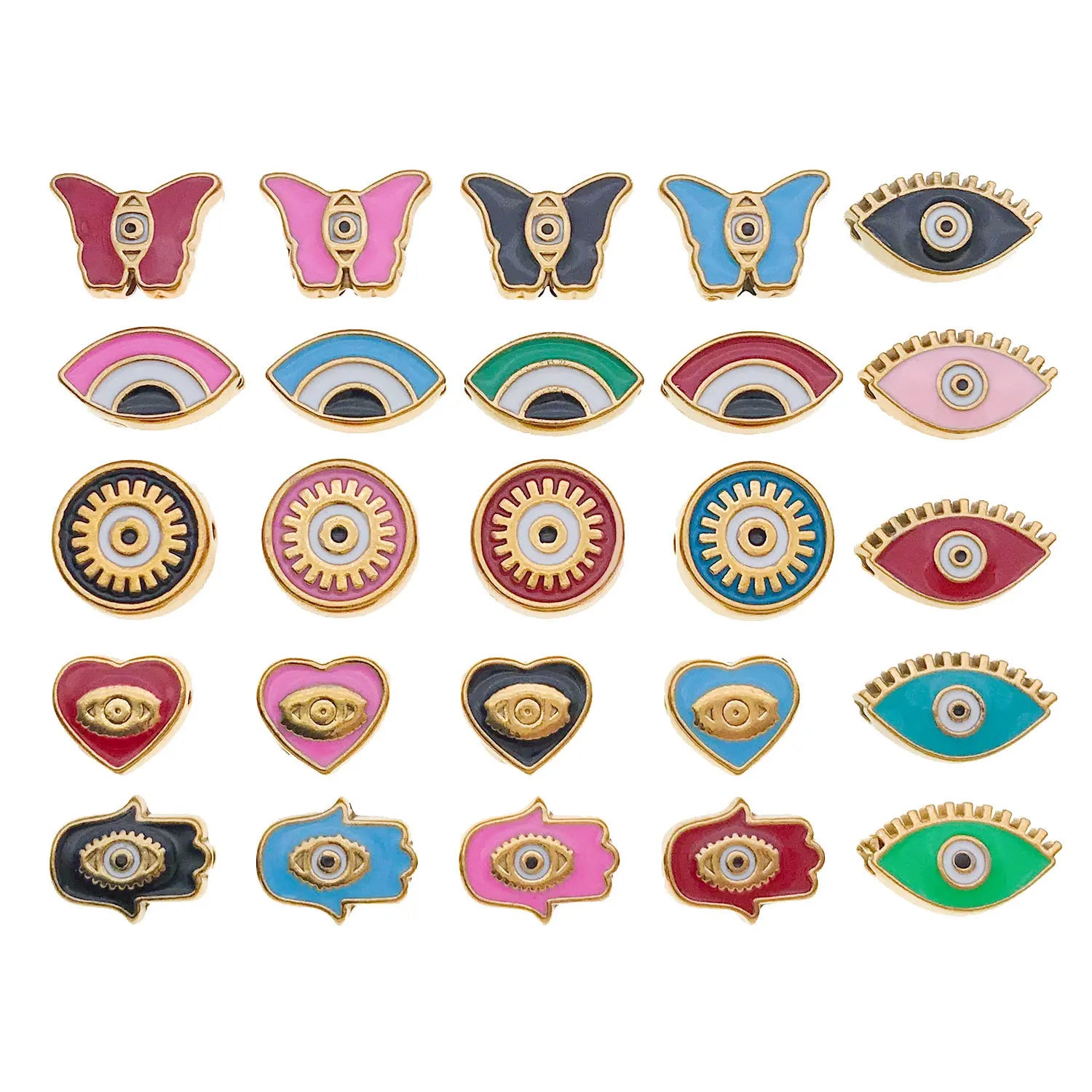Enamel Stainless Steel Eye Square Spacer Double Sided Beads for European Bracelet DIY