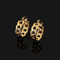 Luxury Gold Alloy Chain Hoop Spiral Stud & Clip On No Piercing Rhinestone Statement Earrings