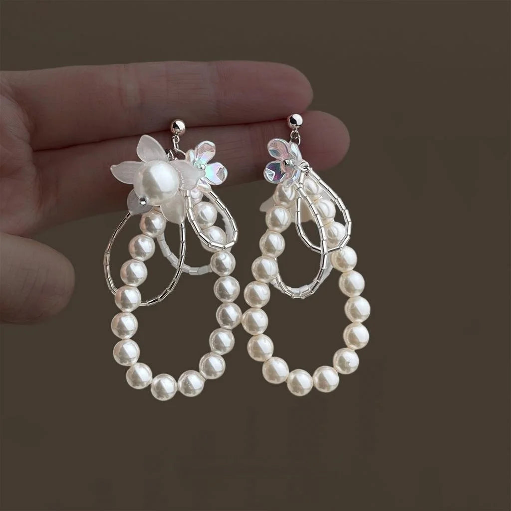 Runway Style Handmade Geometric Flower Drop Earrings Eco-Friendly Copper Elegant Designer Jewelry