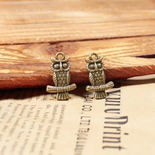 19x12MM 1523G Antique Silver Zinc Alloy Owl Double Sided Charm Pendant for DIY Necklace Bracelet Jewelry Making